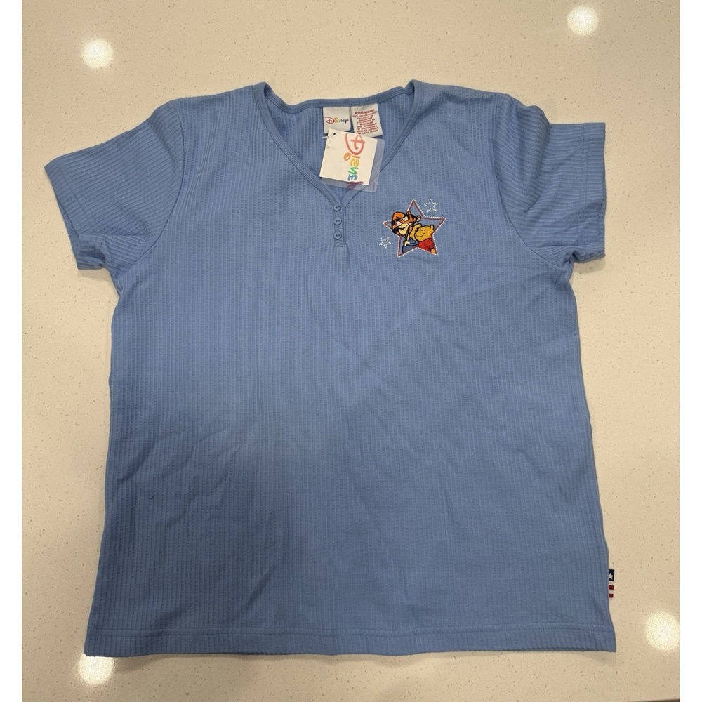 disney embroidered shirt Ladies Medium Blue Winnie The Pooh & Tigger NWT‎ Kmart
